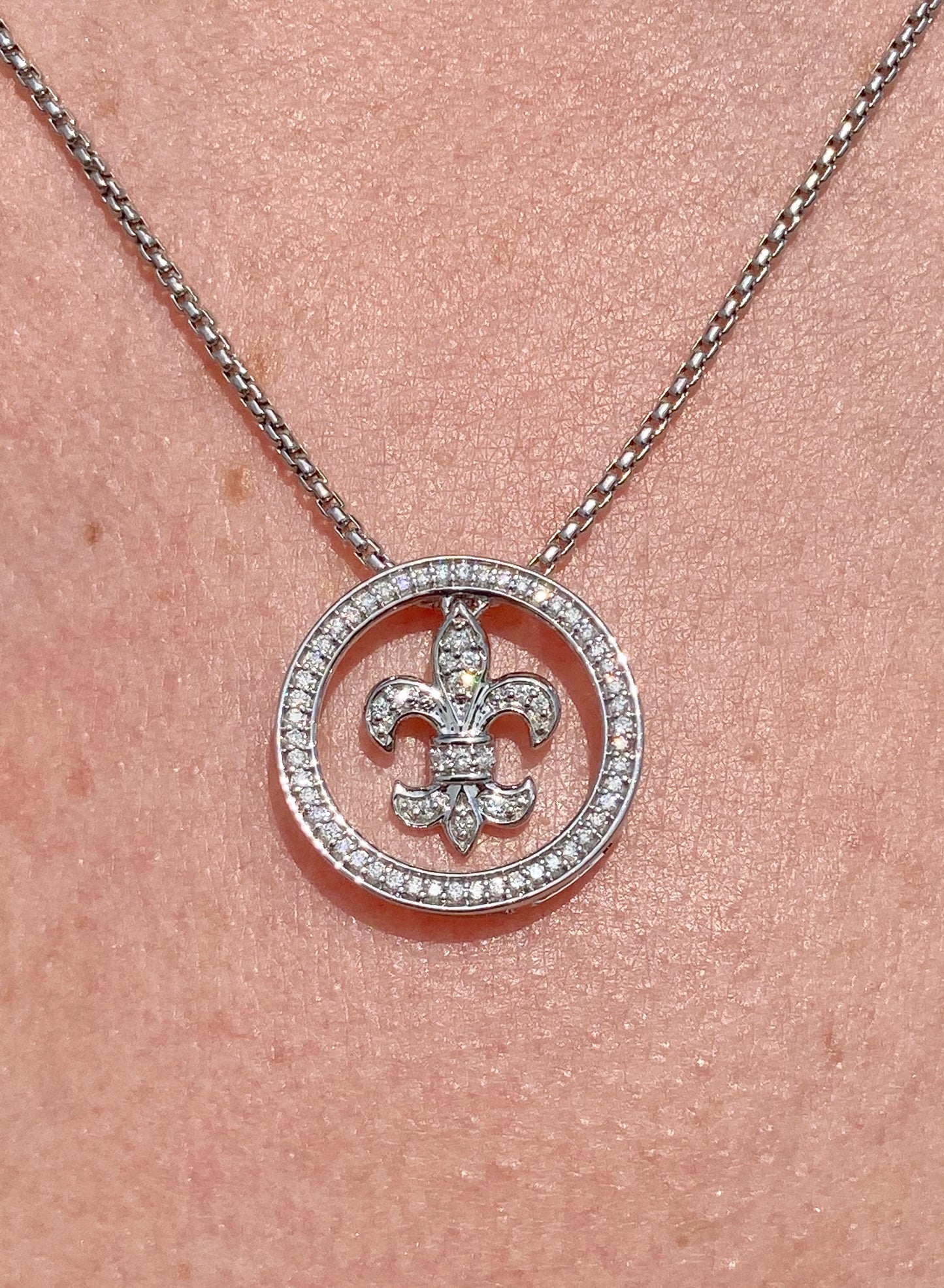 Gold & Natural Diamond Fleur-de-Lis Necklace