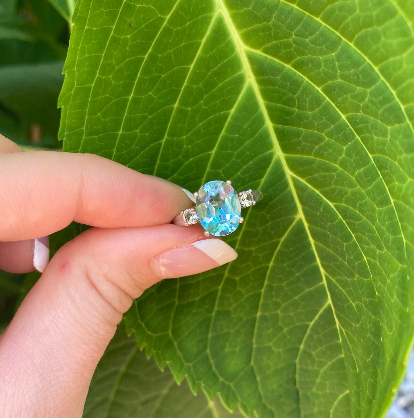 Sky Blue Topaz & White Sapphire Ring