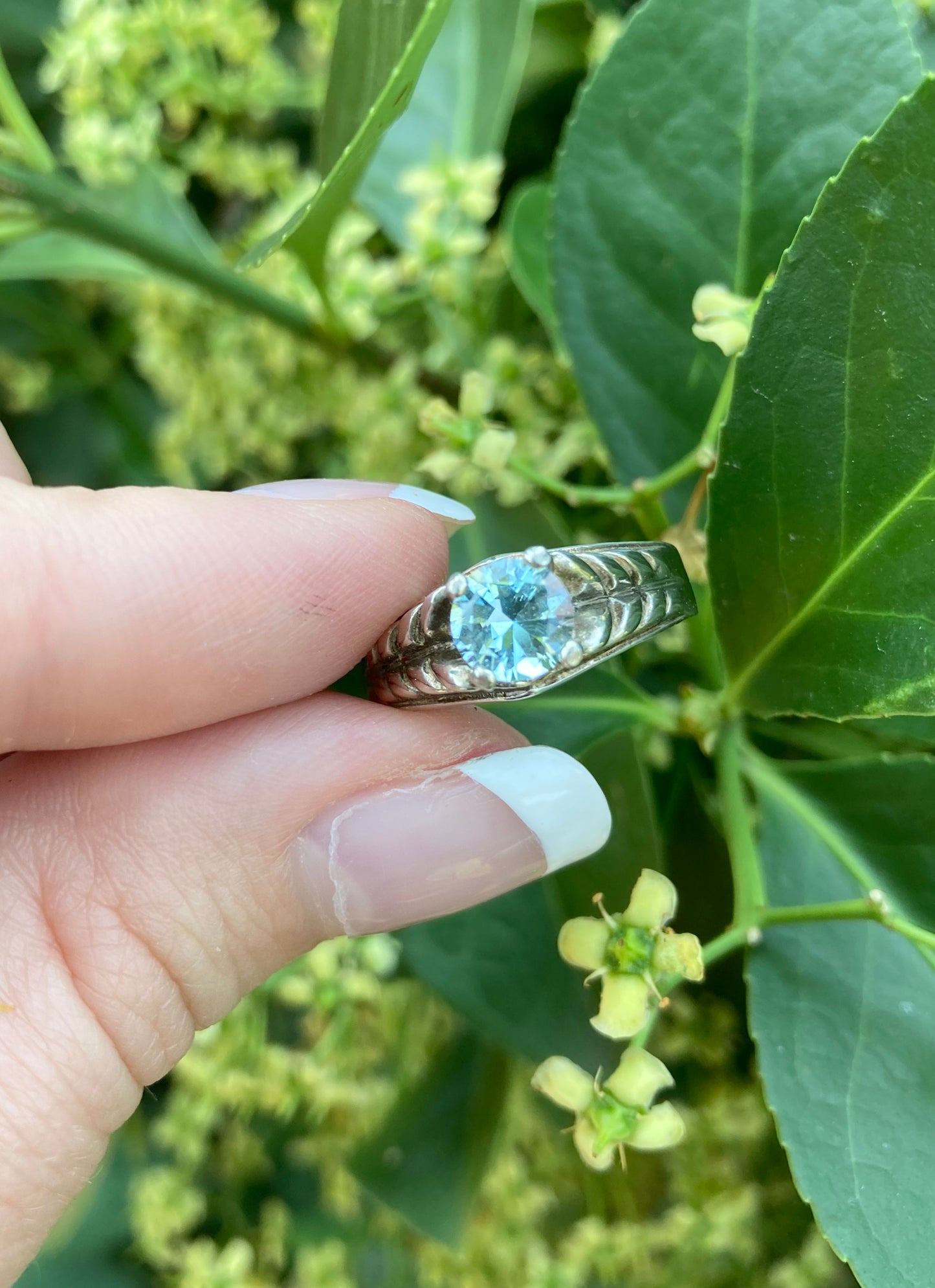 Natural Sky Blue Topaz and Sterling Silver Ring