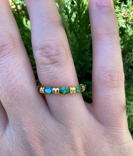 Gold Vermeil Green CZ Eternity Band