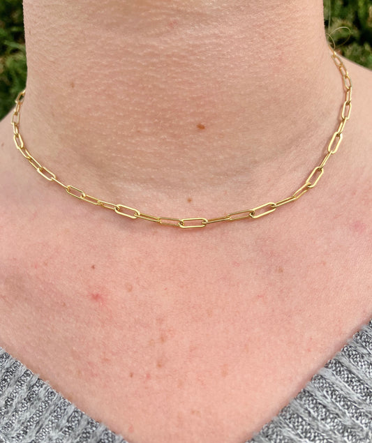 Gold Filled 18" Paperclip Necklace