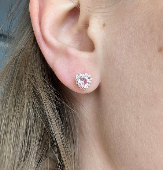 Heart Halo Stud Earrings