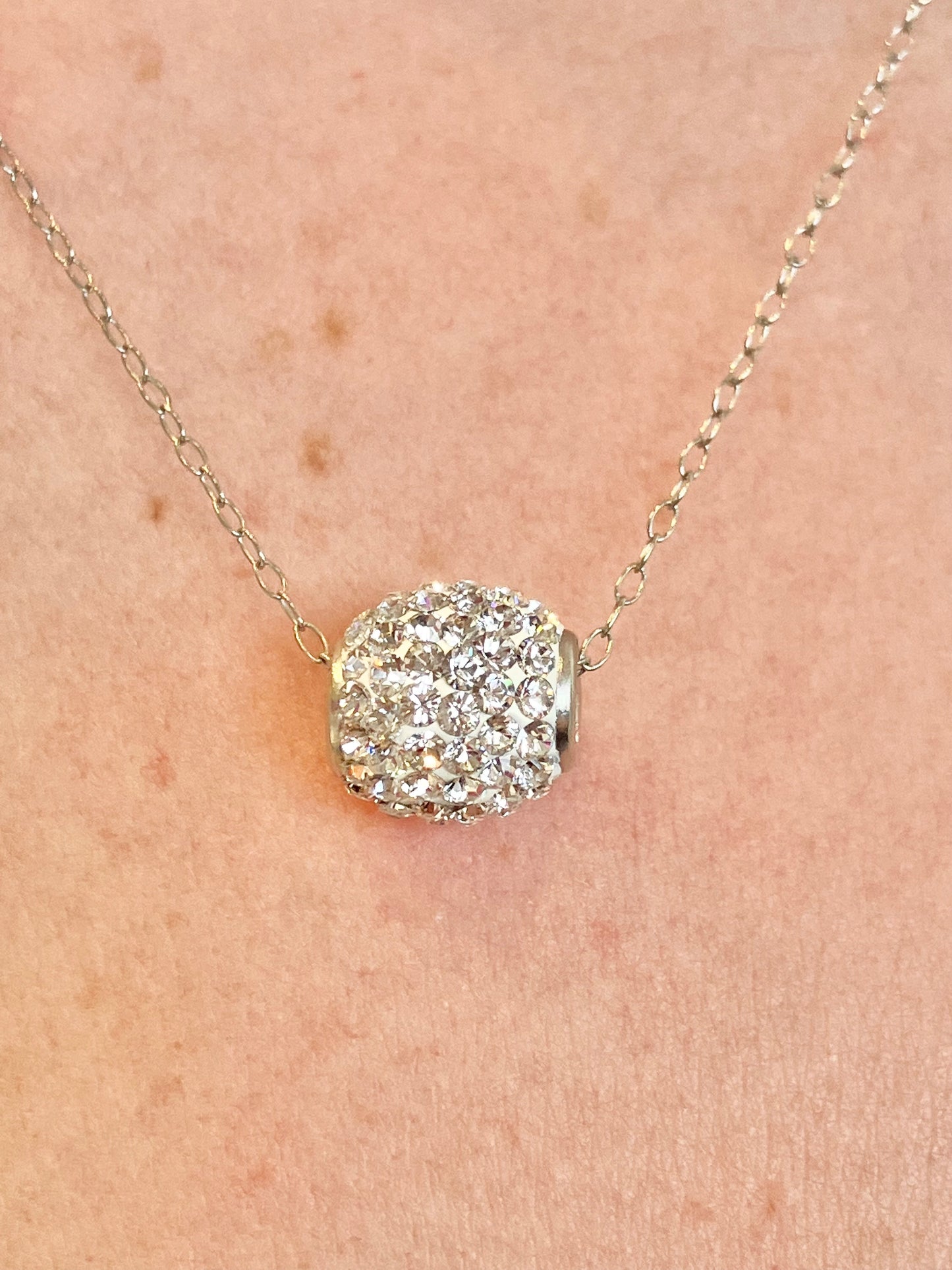 Sterling Silver White CZ Ball Necklace