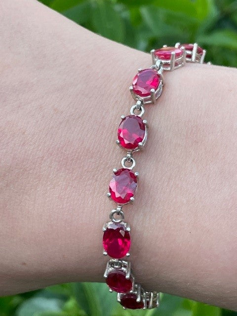 Lab Created Ruby & Sterling Silver Bracelet