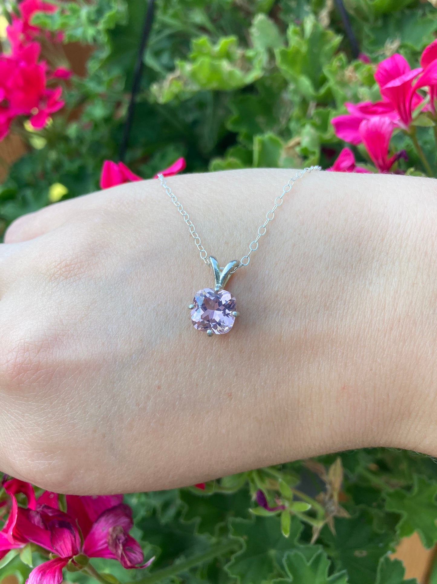 Morganite and Sterling Silver Pendant