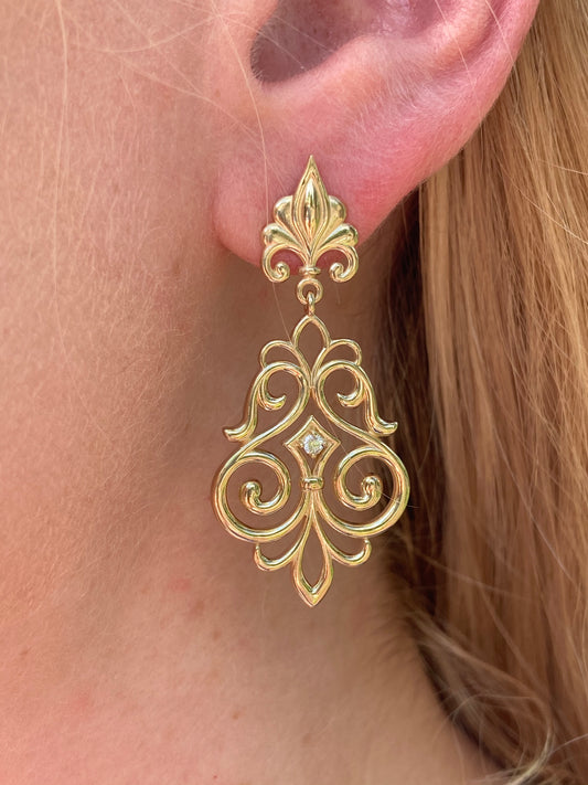 14K Yellow Gold Fleur-de-Lis Earrings