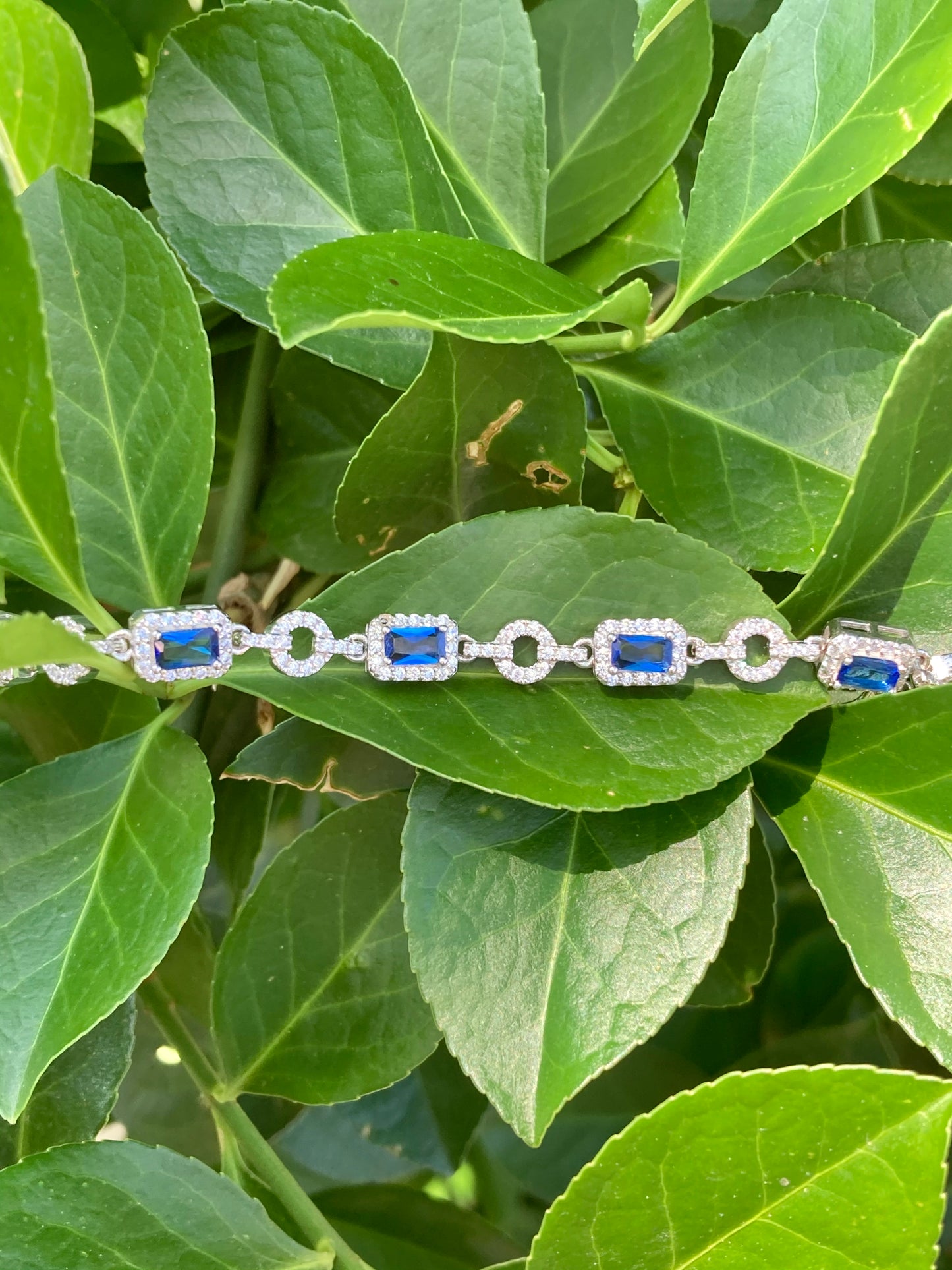 Blue and White Sterling Silver Bracelet