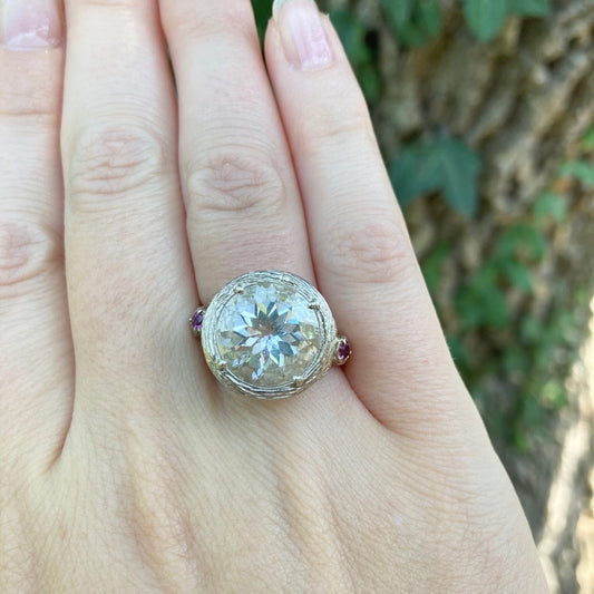 Clear Quartz & Pink Tourmaline Ring