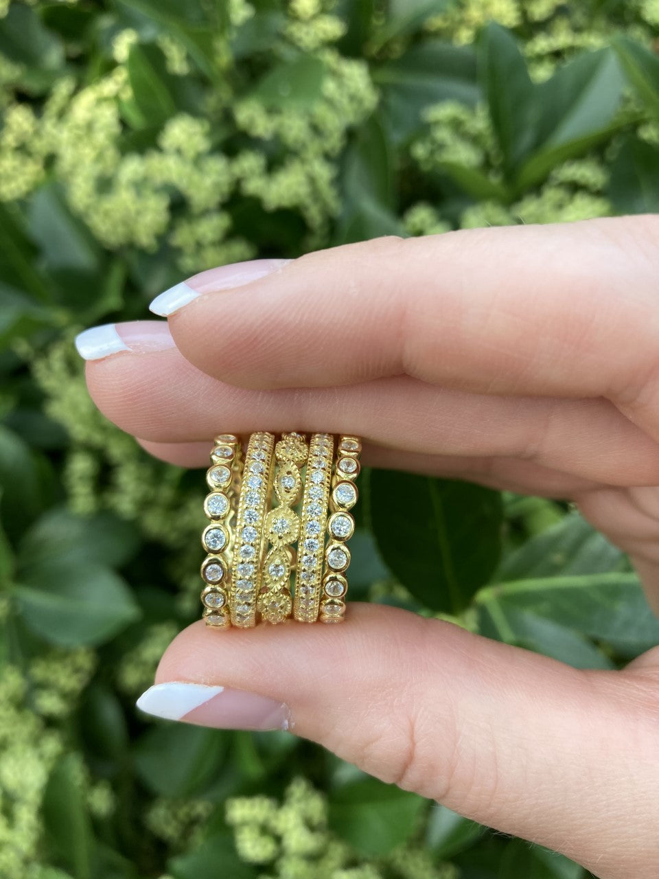 Gold-Plated CZ Stacking Rings