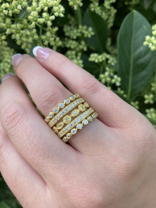 Gold-Plated CZ Stacking Rings