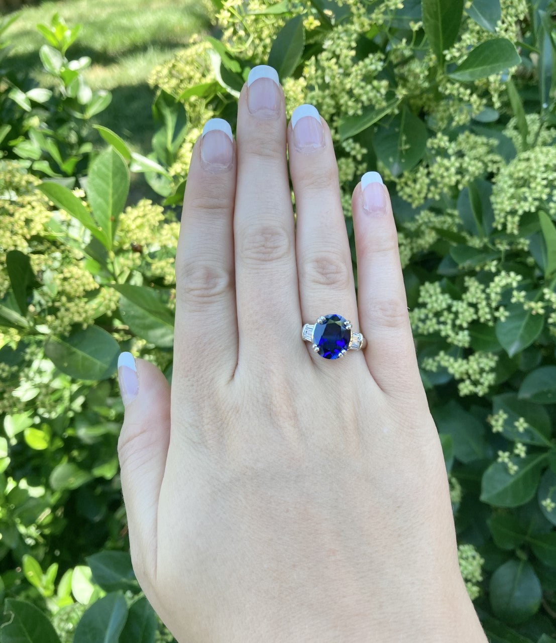 Lab Blue Sapphire Sterling Silver Ring