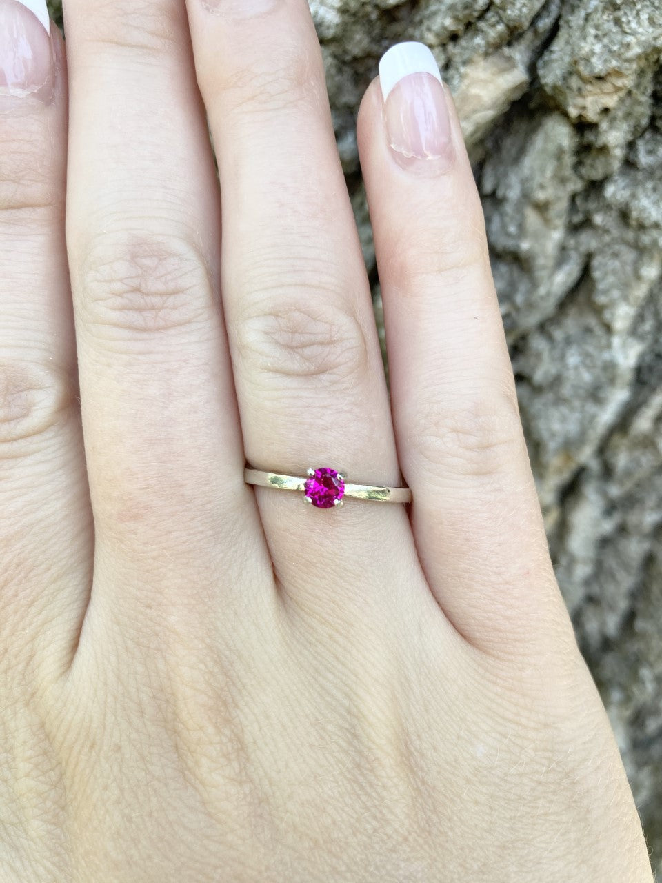 Lab Created Ruby and Sterling Silver Ring