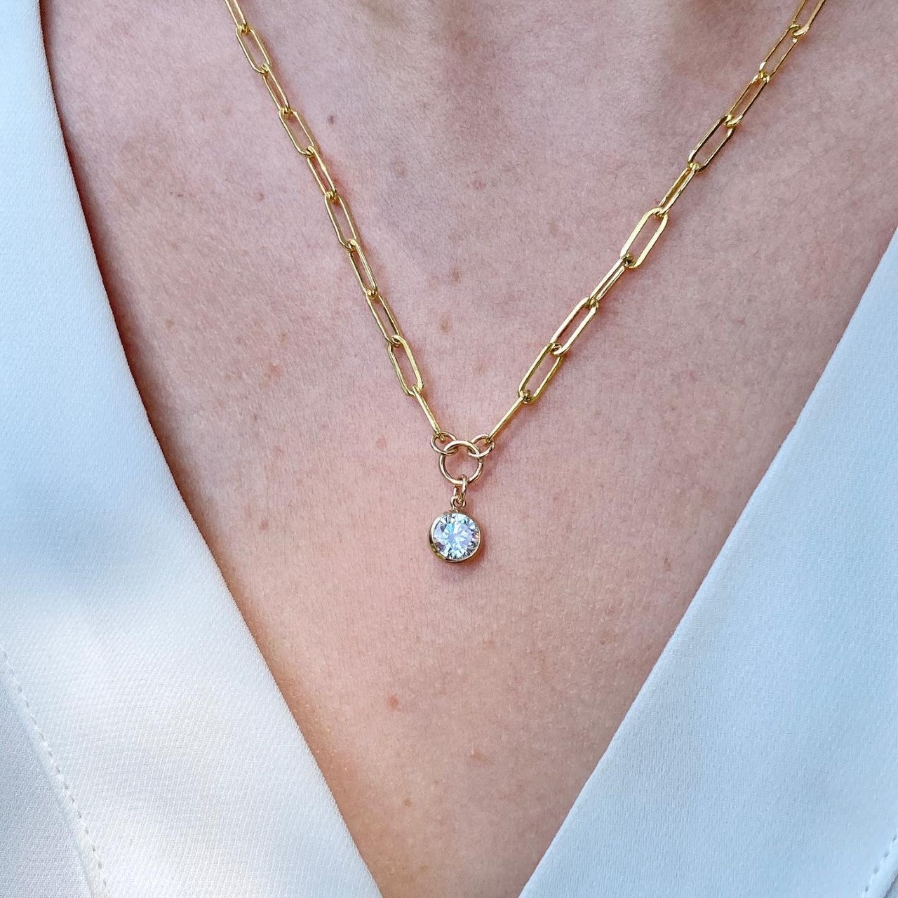 Gold-Filled Chain CZ Necklace